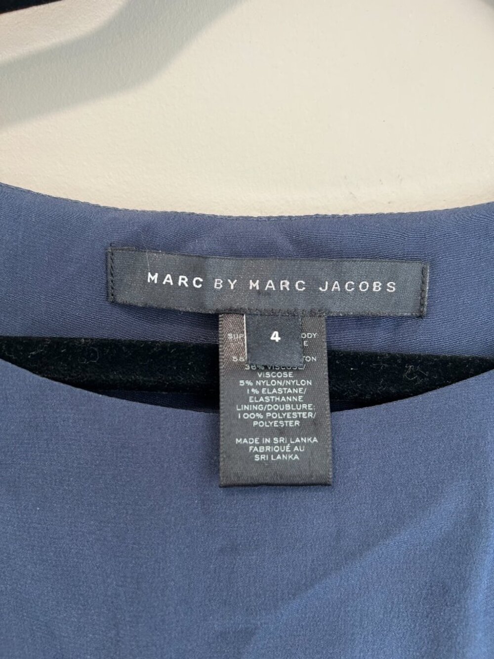 Marc by Marc Jacobs Silk Top Dress Navy Mixed Media Mini Size 4 Work Chic - Picture 4 of 11